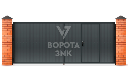 Ворота распашные с калиткой для частного дома 2000×2500 ЗМК-4835