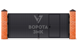 Распашные ворота 2500×2500 с калиткой ЗМК-4841
