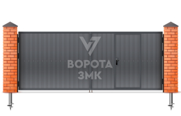 Распашные ворота с калиткой встроенной 2250×1750 ЗМК-4820